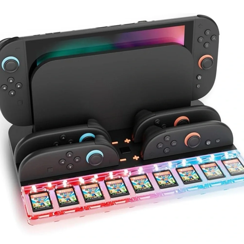 Nintendo Switch 2 Black Gaming Console Dock with LED Lights